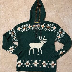 Polo Ralph Lauren Dark Green Sweater with Reindeer Design